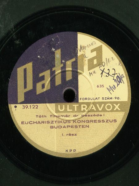 Toth Eucharisztikus Beszede 1938
